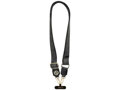 Guess Universal CBDY 4G Tether Patch Strass Metal Logo Phone Lanyard - Black
