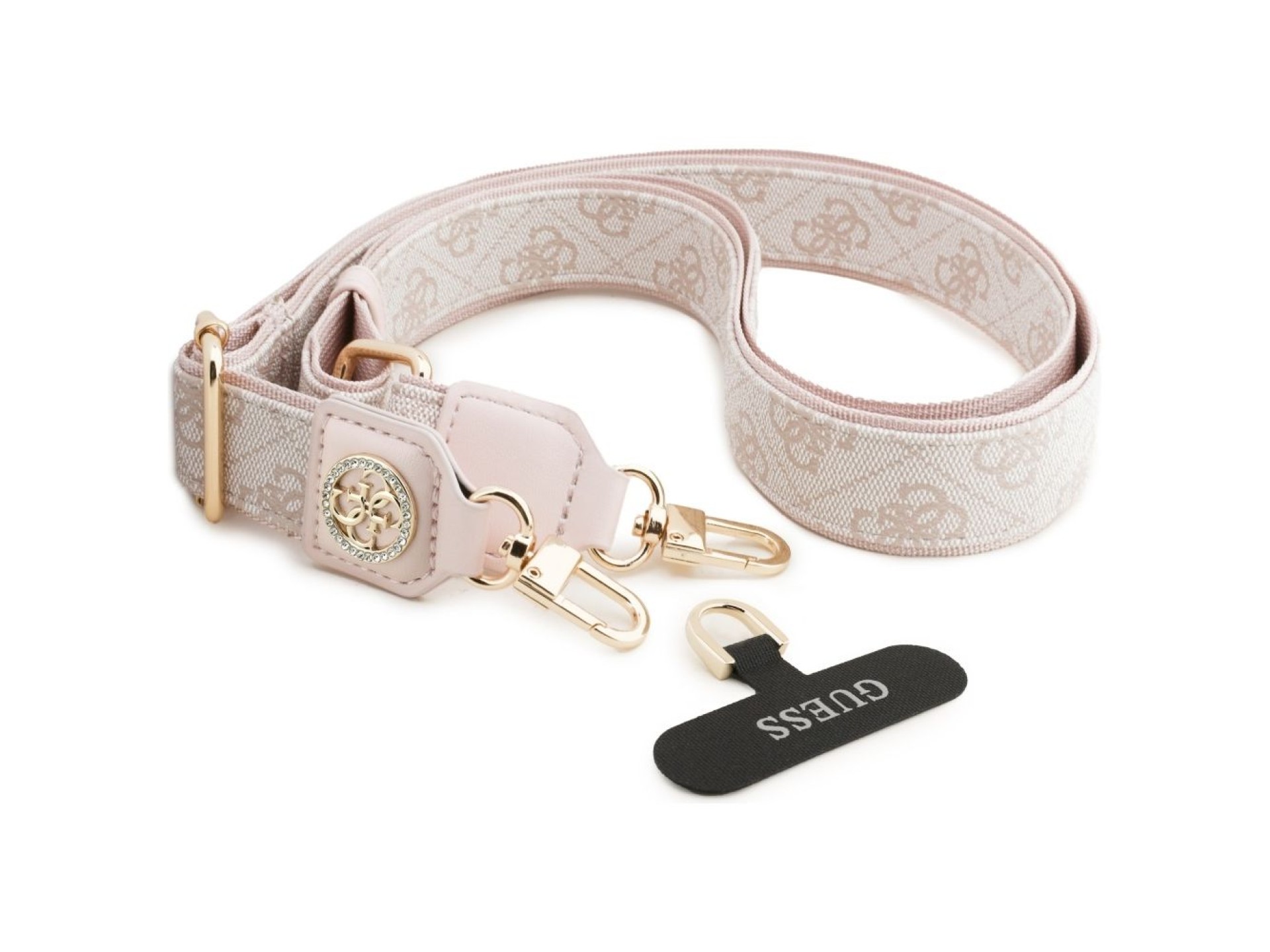Guess Universal CBDY 4G Tether Patch Strass Metal Logo Phone Lanyard - Pink