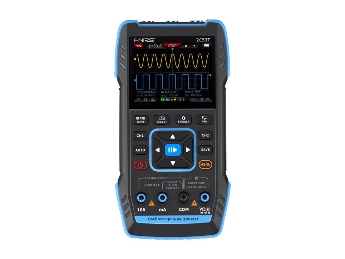 FNIRSI 2C53T: osciloscopio, multímetro y generador de señales portátiles 3 en 1.