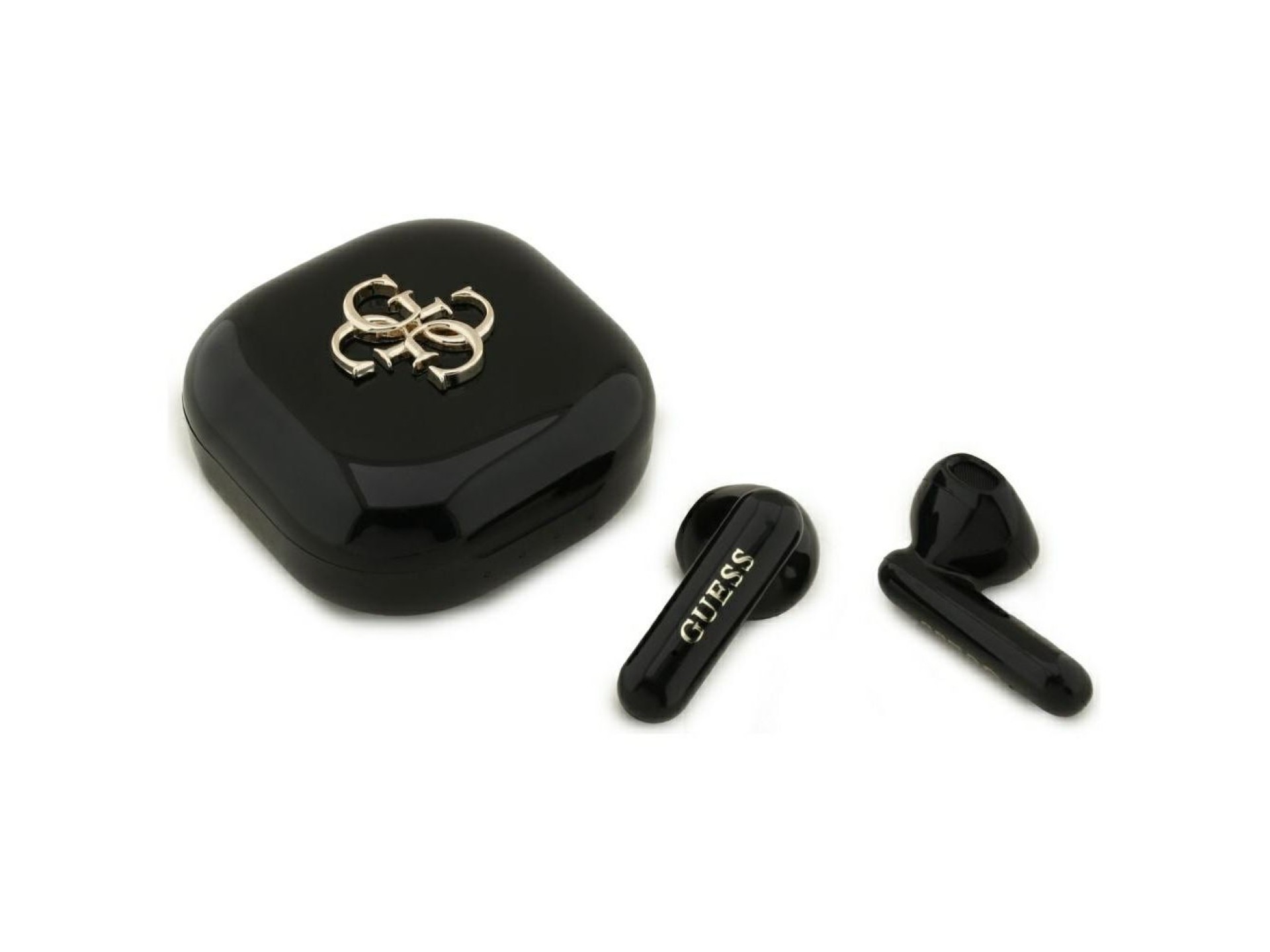 Fones de ouvido sem fio Guess 4G Metal Logo TWS - preto