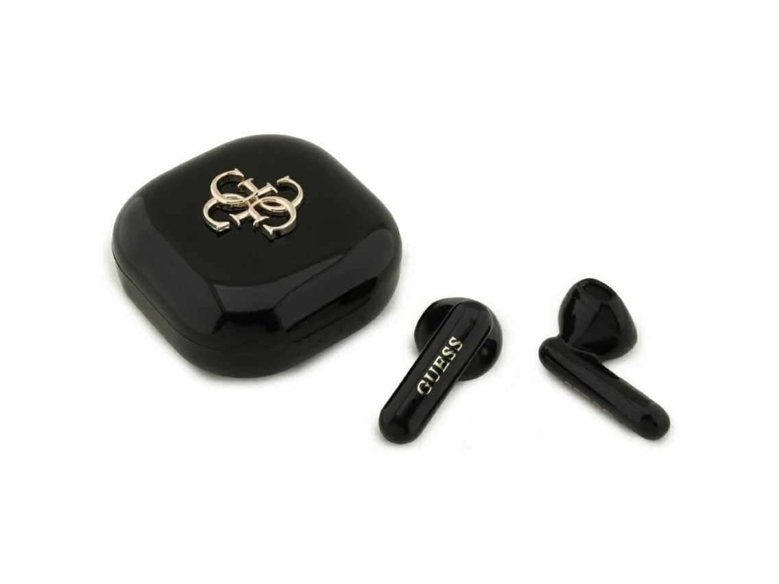 Fones de ouvido sem fio Guess 4G Metal Logo TWS - preto