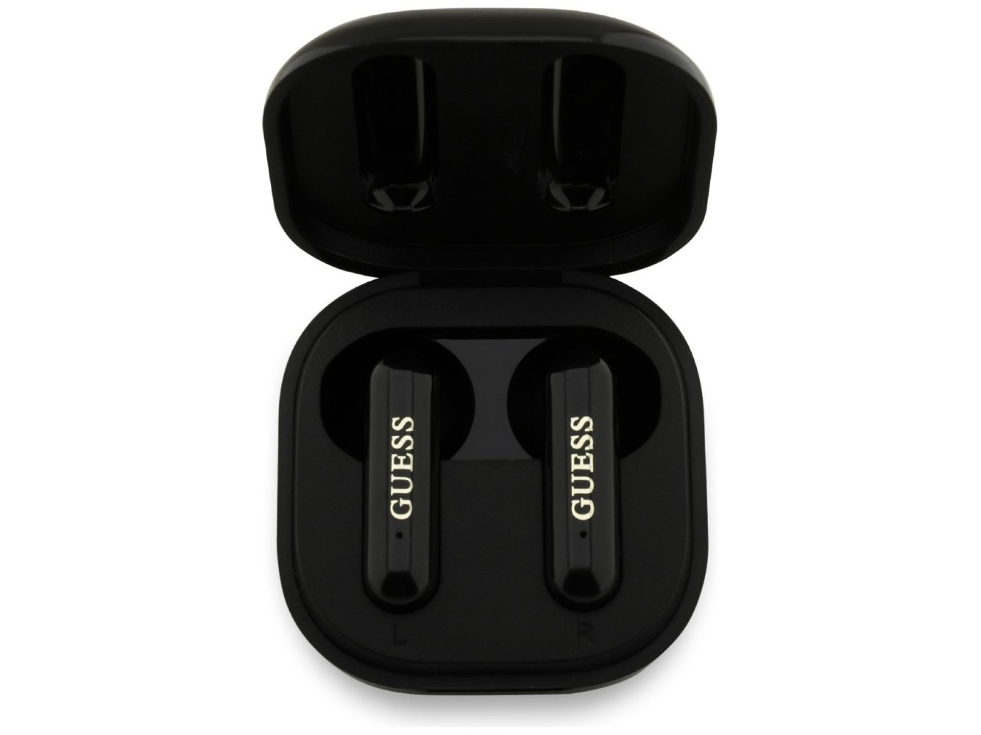 Fones de ouvido sem fio Guess 4G Metal Logo TWS - preto