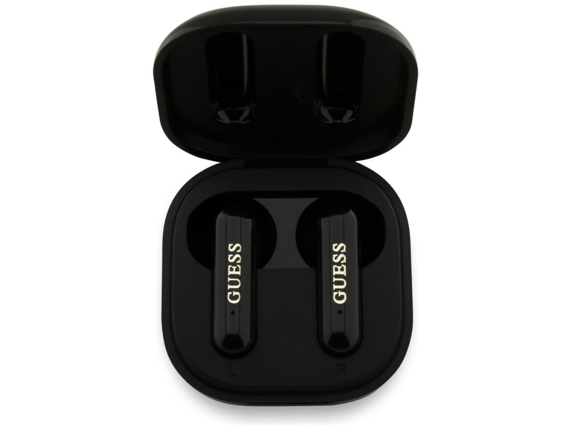 Fones de ouvido sem fio Guess 4G Metal Logo TWS - preto