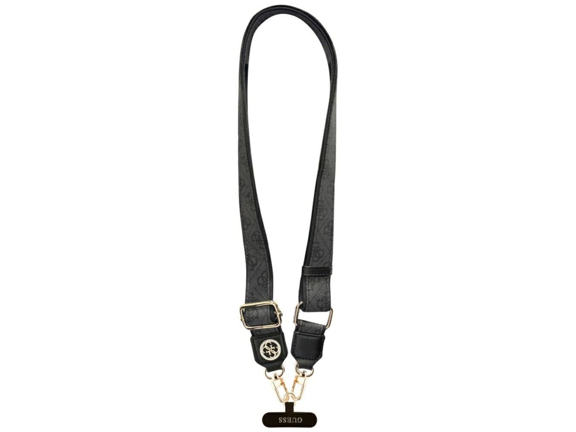 Guess Universal CBDY 4G Tether Patch Strass Metal Logo Phone Lanyard - Black