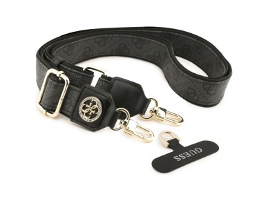 Guess Universal CBDY 4G Tether Patch Strass Metal Logo Phone Lanyard - Black