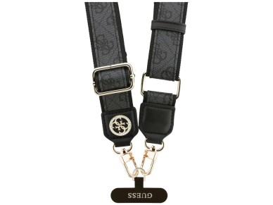 Guess Universal CBDY 4G Tether Patch Strass Metal Logo Phone Lanyard - Black