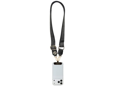 Guess Universal CBDY 4G Tether Patch Strass Metal Logo Phone Lanyard - Black