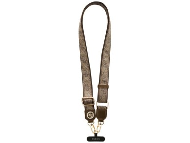Guess Universal CBDY 4G Tether Patch Strass Metal Logo Phone Lanyard - Brown