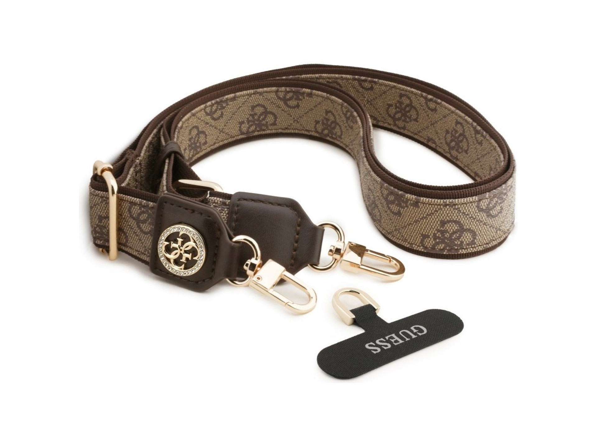 Parche universal Guess CBDY 4G Tether Patch con logo metálico Strass para teléfono - Marrón