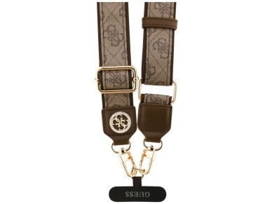 Guess Universal CBDY 4G Tether Patch Strass Metal Logo Phone Lanyard - Brown