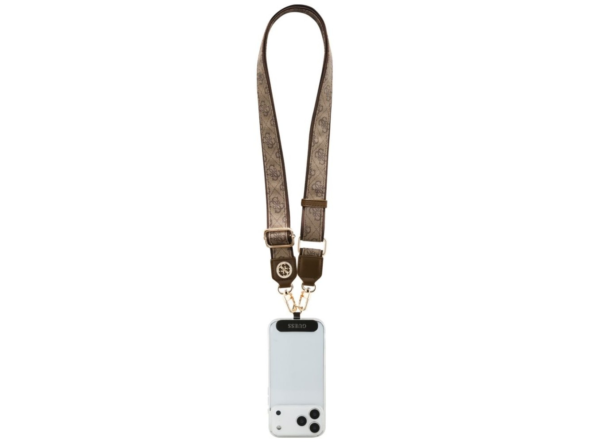 Parche universal Guess CBDY 4G Tether Patch con logo metálico Strass para teléfono - Marrón