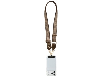 Guess Universal CBDY 4G Tether Patch Strass Metal Logo Phone Lanyard - Brown