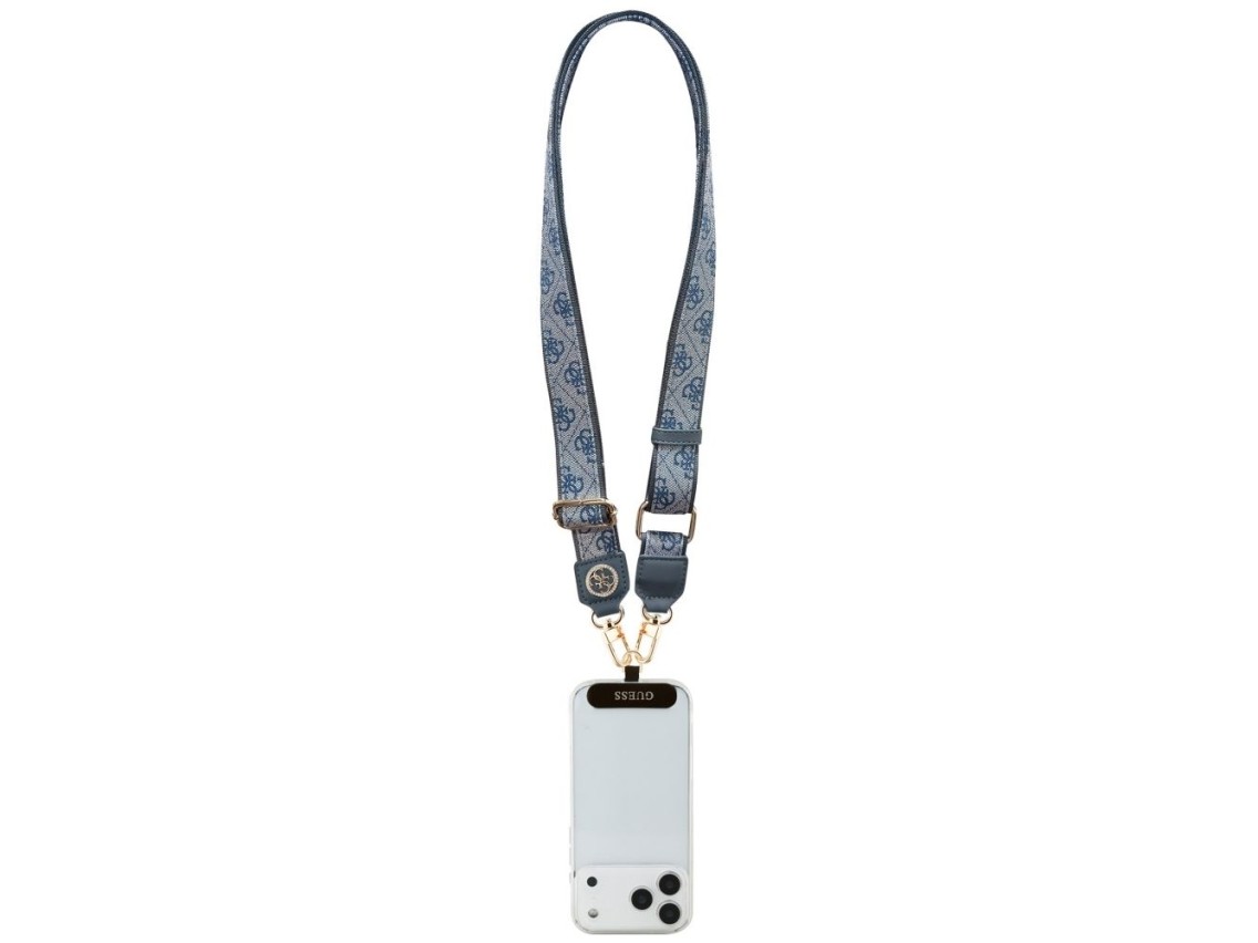 Guess Universal CBDY 4G Tether Patch Strass Metal Logo Phone Lanyard - Blue