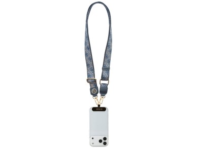Guess Universal CBDY 4G Tether Patch Strass Metal Logo Phone Lanyard - Blue