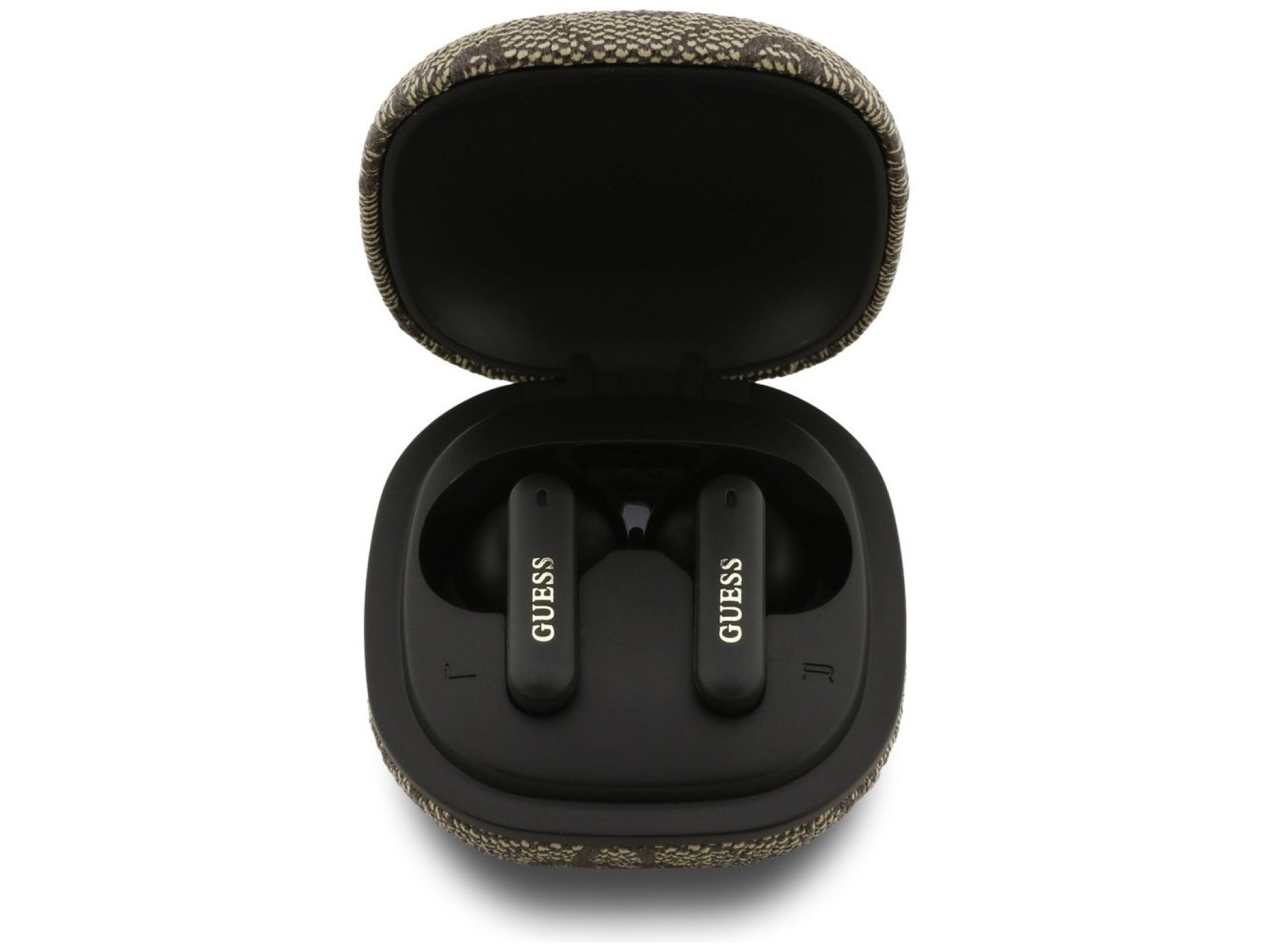 Auriculares inalámbricos Guess 4G Classic con logo metálico y cancelación de ruido - Marrón