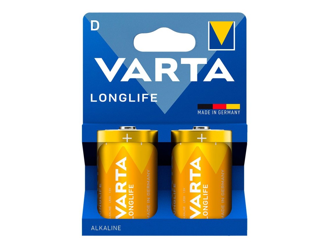 Longlife d alkaline battery - lr20 (cardboard blister 2 units) ø34.2 x 61.5 mm