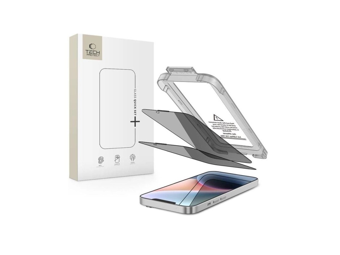 Tech-Protect Quick Set Spy+ Privacy Glass 2-pack for iPhone 13 / 13 Pro / 14 / 16e