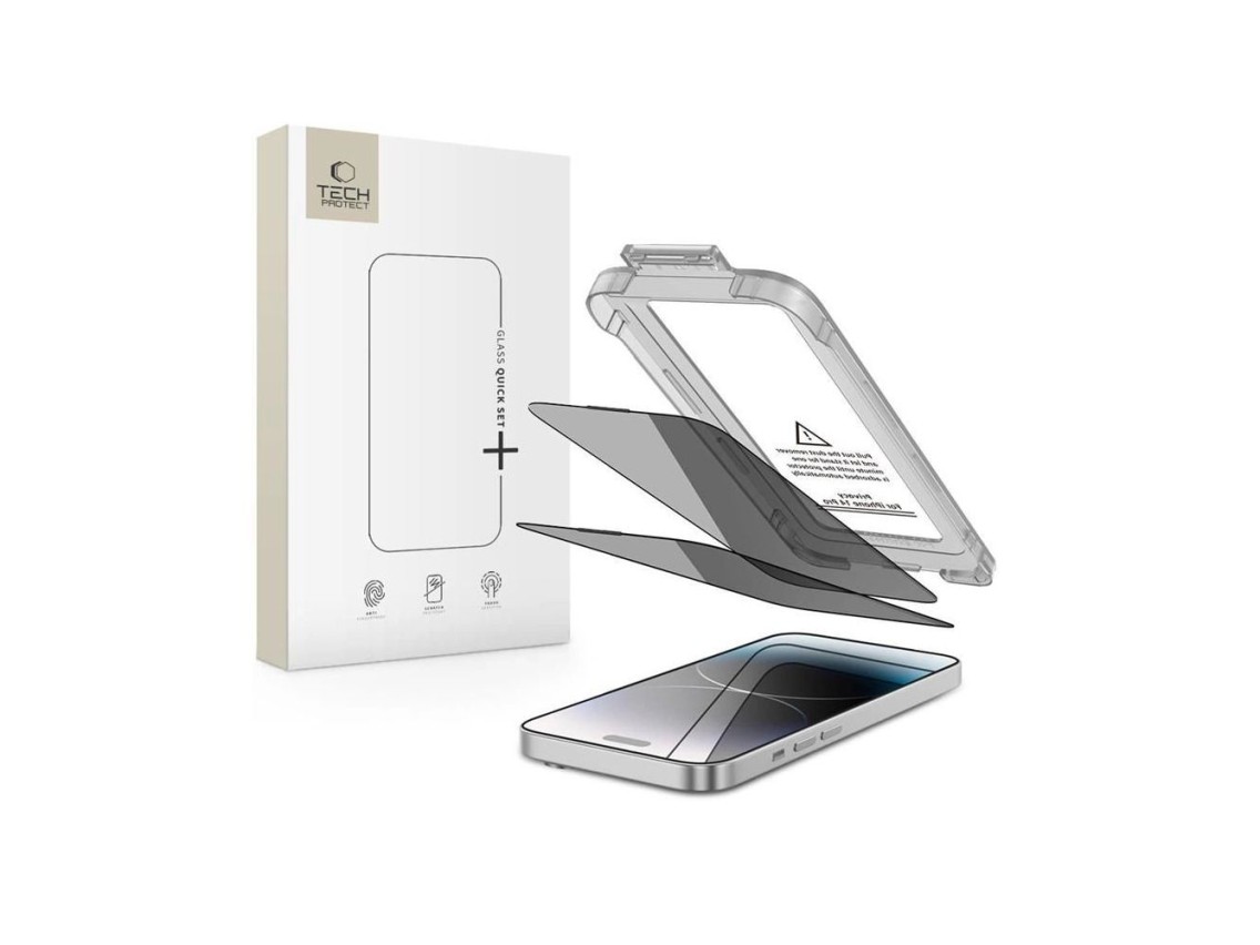 Paquete de 2 protectores de pantalla Tech-Protect Quick Set Spy+ para iPhone 14 Pro