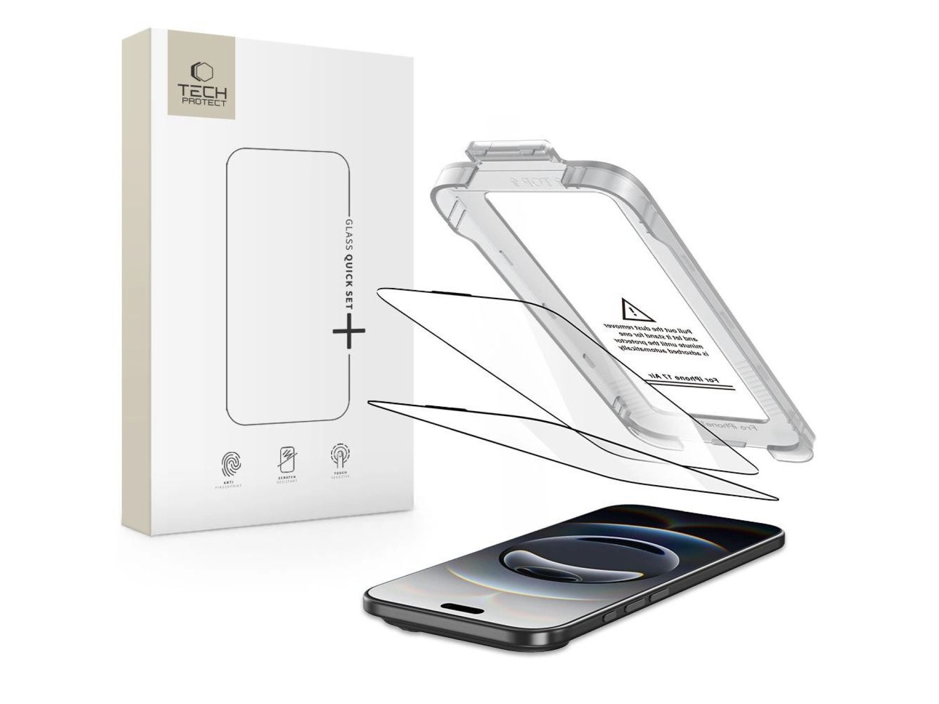 Tech-Protect Quick Set+ 2-pack tempered glass for iPhone 17 Air - black