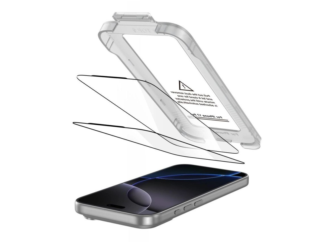 Tech-Protect Quick Set+ pacote com 2 vidros temperados para iPhone 17 Pro - preto