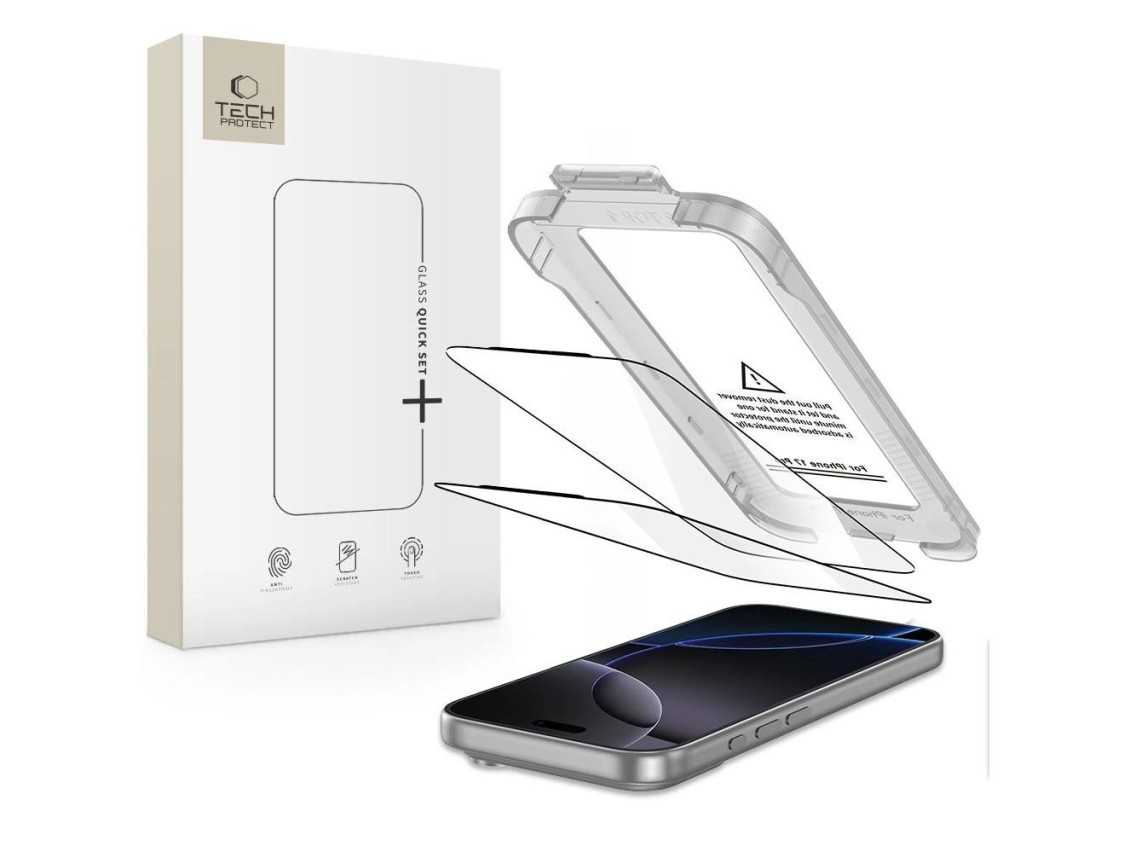 Tech-Protect Quick Set+ 2-pack tempered glass for iPhone 17 Pro Max - black