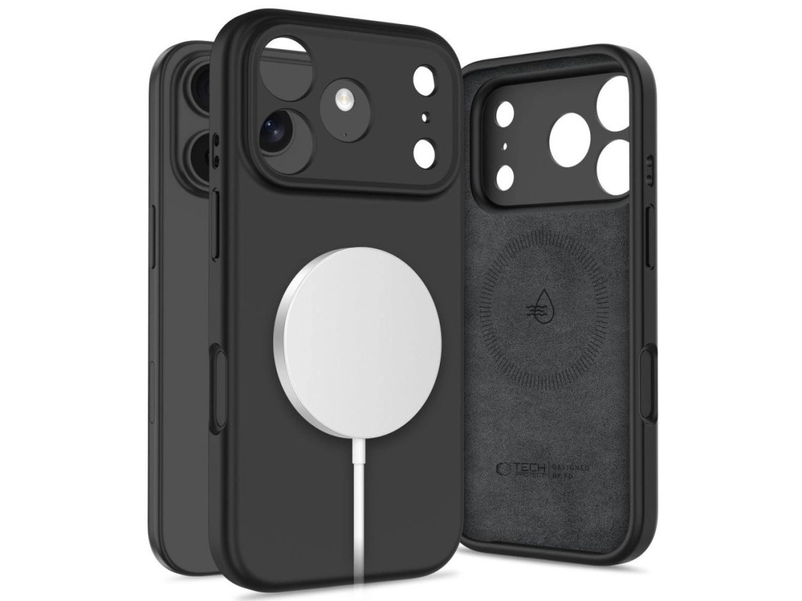 Funda de silicona Tech-Protect MagSafe para iPhone 17 Pro - Negra