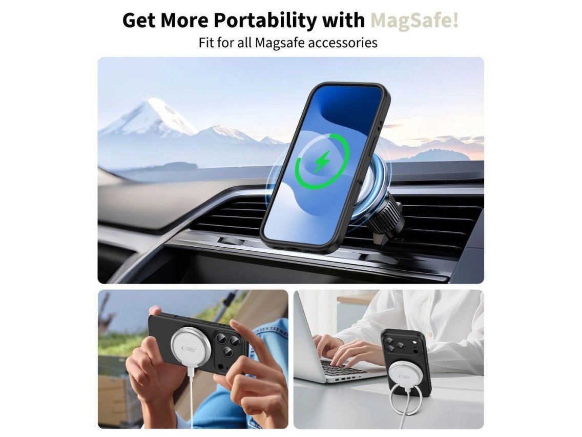 Funda de silicona Tech-Protect MagSafe para iPhone 17 Pro - Negra