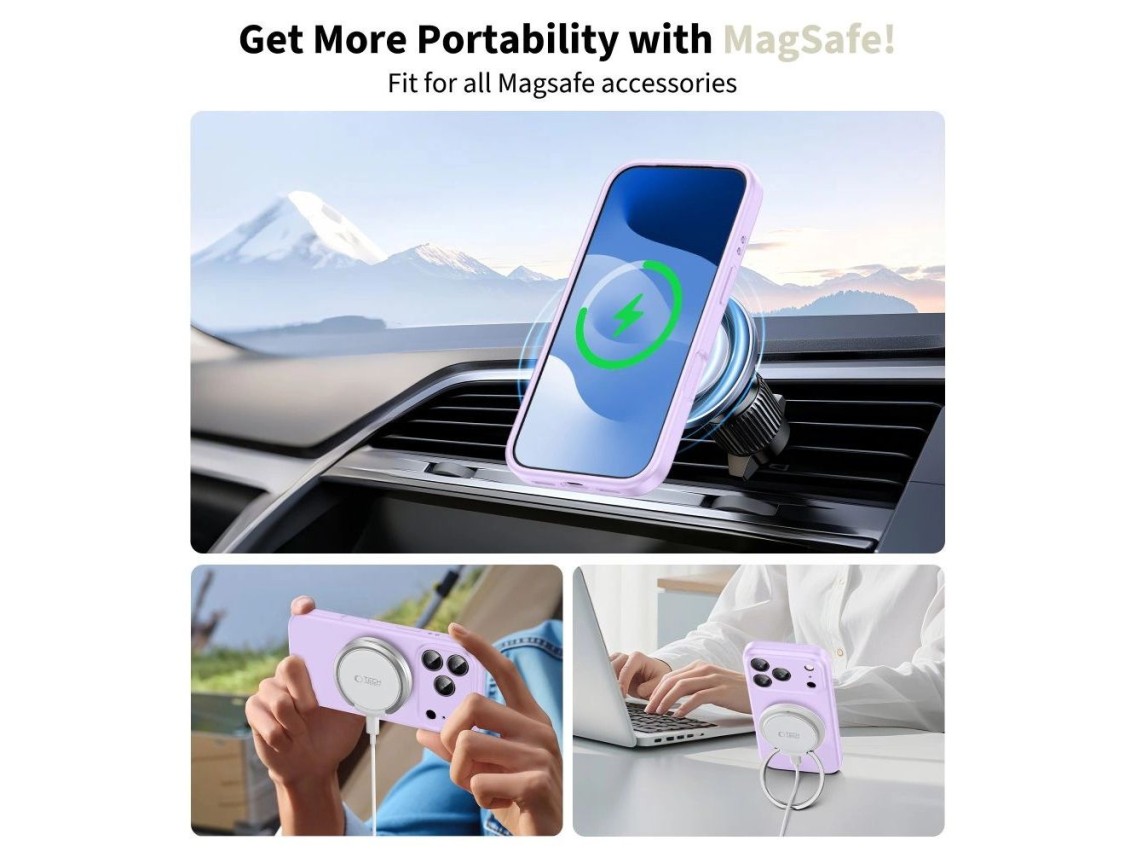 Funda de silicona Tech-Protect MagSafe para iPhone 17 Pro - Morada