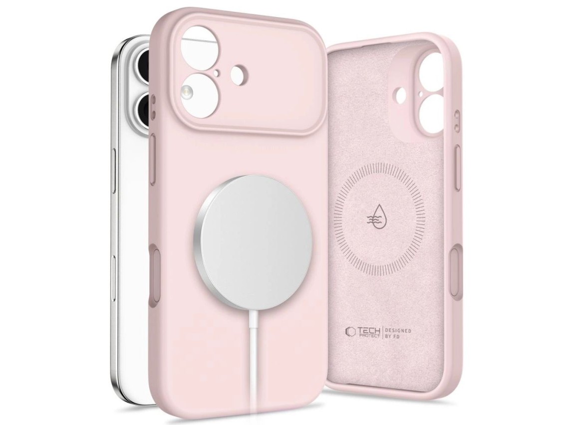 Capa de silicone MagSafe Tech-Protect para iPhone 17 - Rosa