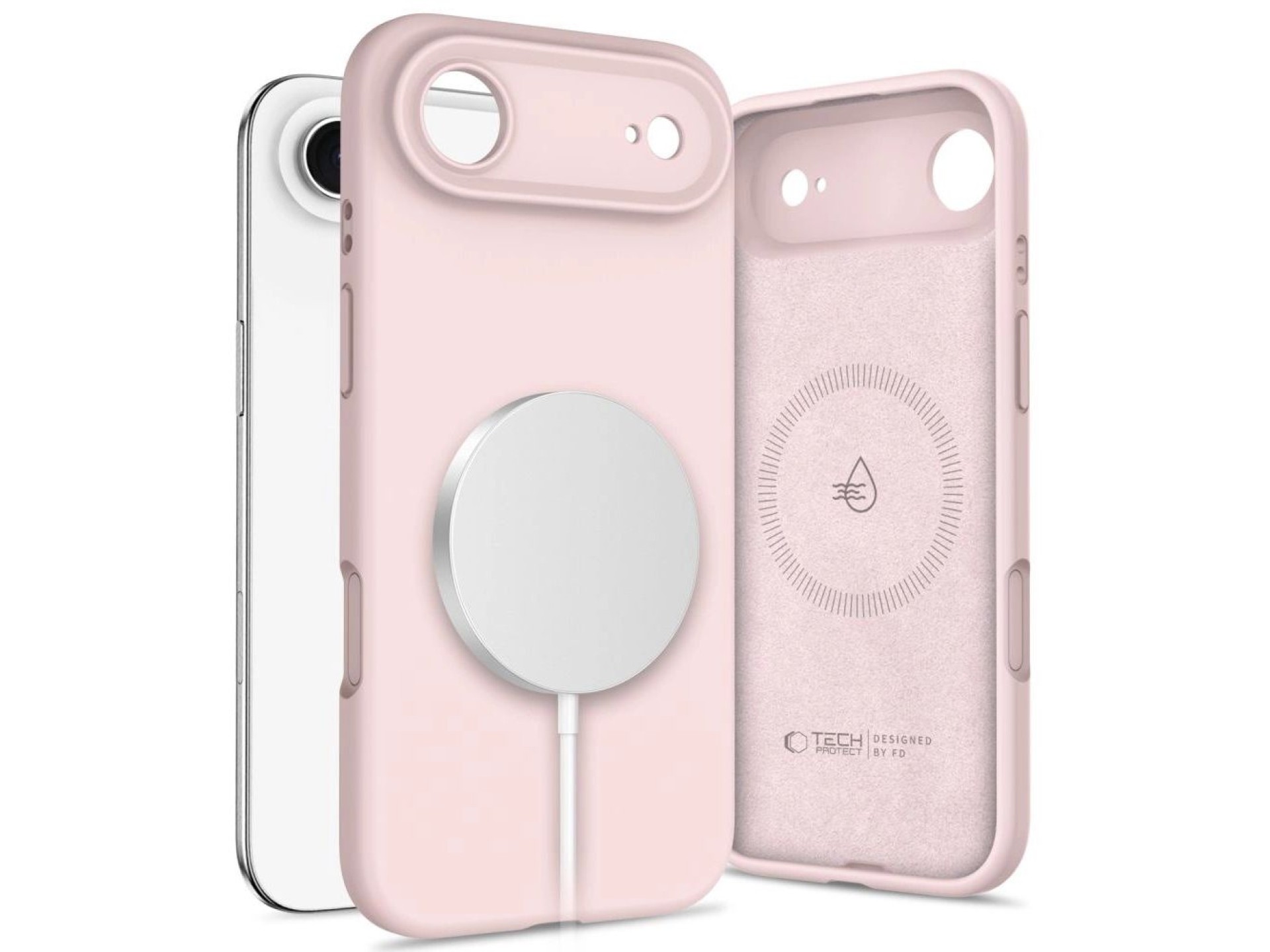 Capa de silicone MagSafe Tech-Protect para iPhone 17 Air - Rosa