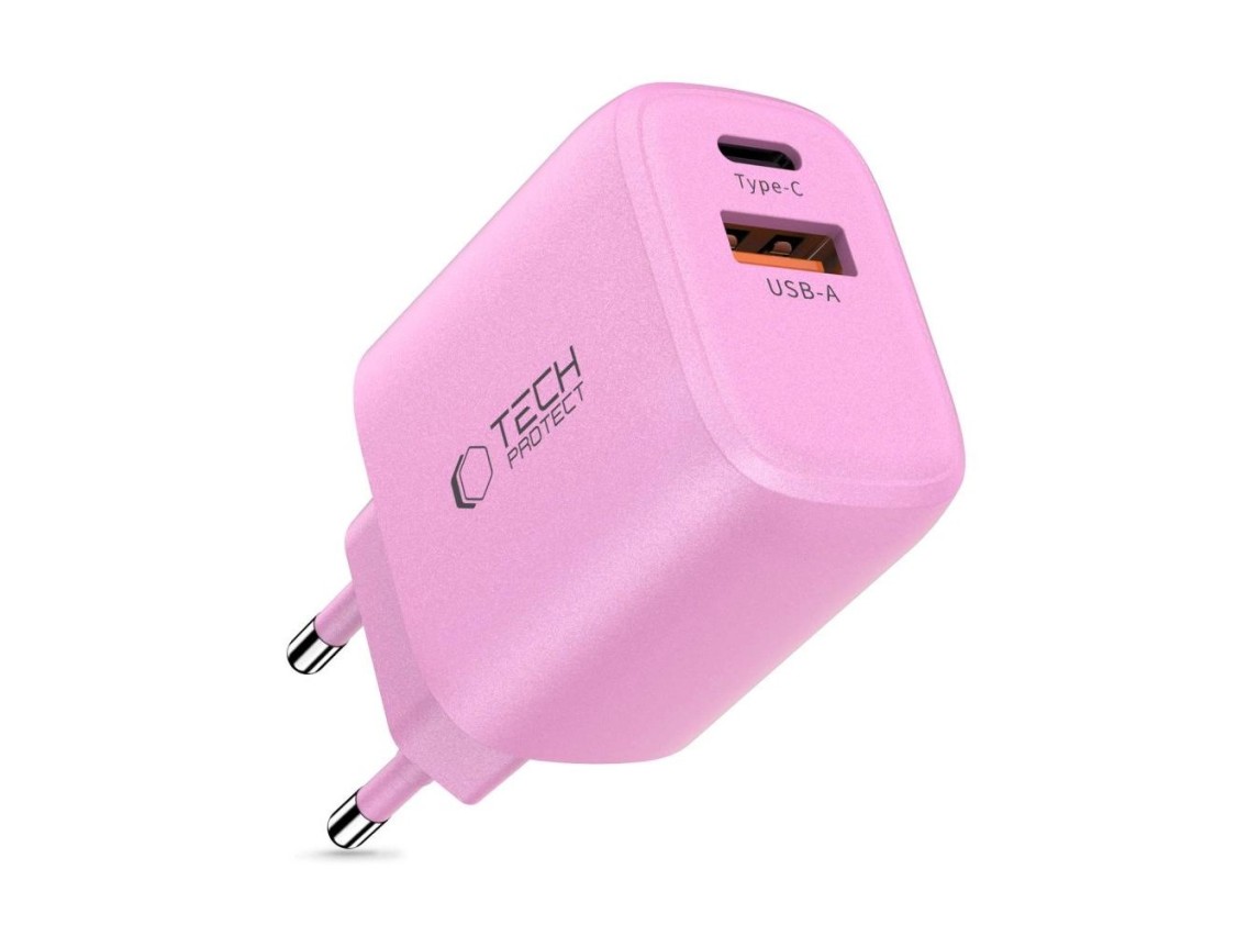 Tech-Protect NCA20 PD 20W QC3.0 USB-A / USB-C Wall Charger - Pink
