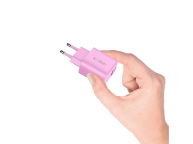 Carregador de parede Tech-Protect NCA30 PD 30W QC3.0 USB-A / USB-C - Rosa