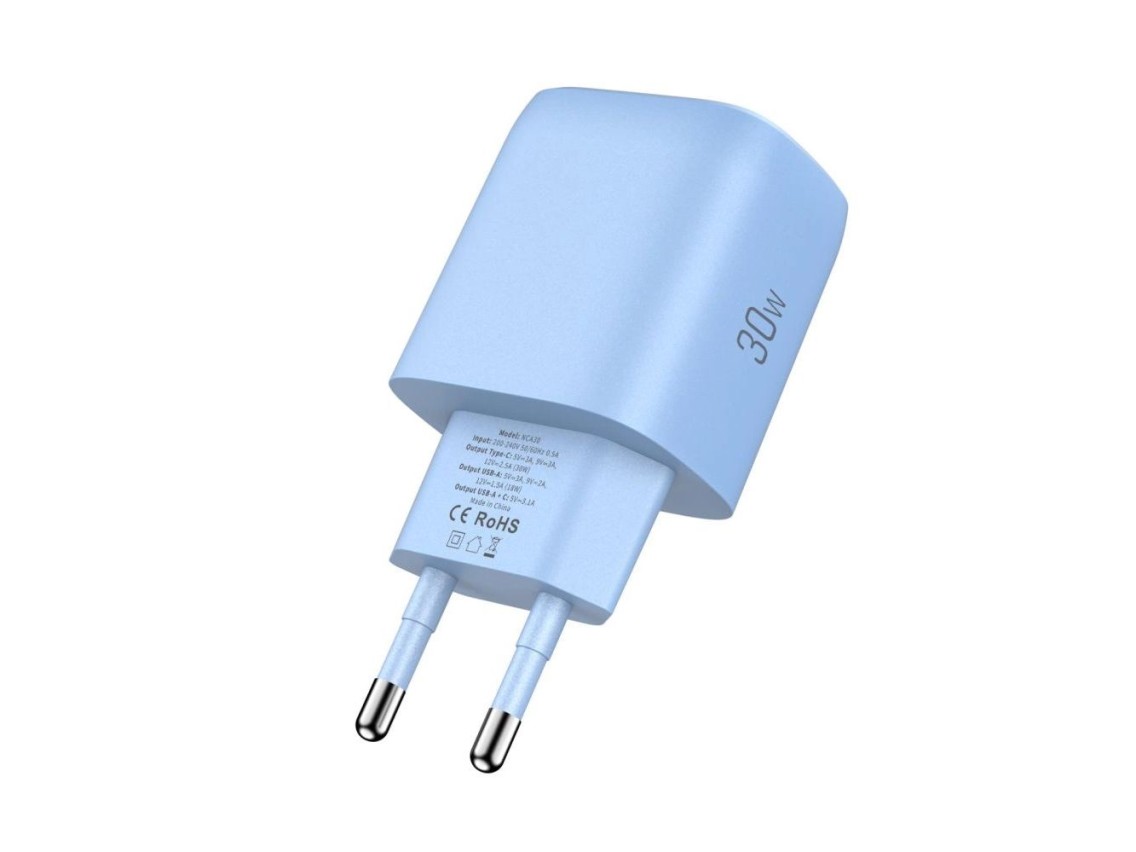 Cargador de pared Tech-Protect NCA30 PD 30 W QC3.0 USB-A/USB-C - Azul