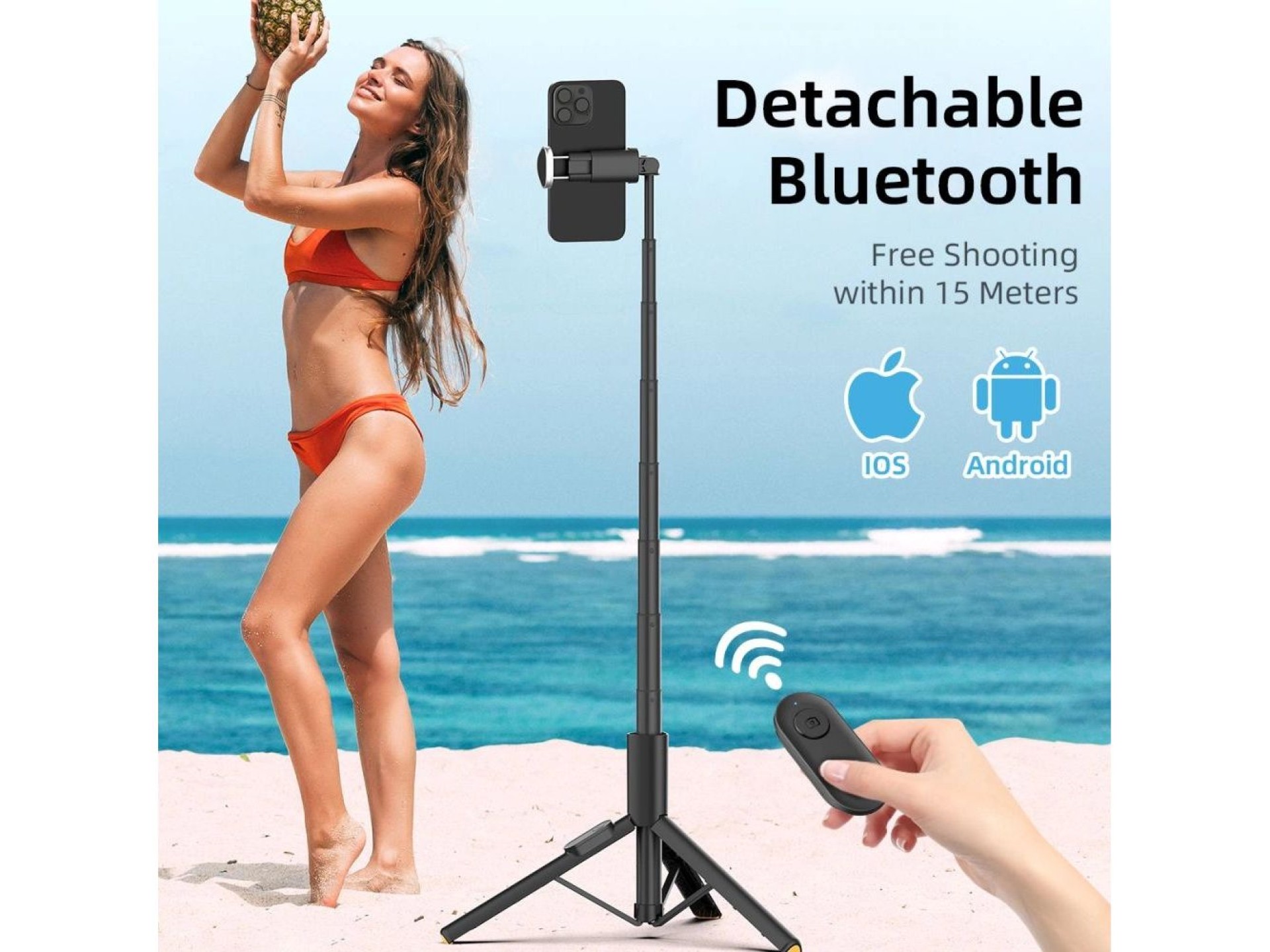 Palo selfie Tech-Protect L09S con trípode - Negro