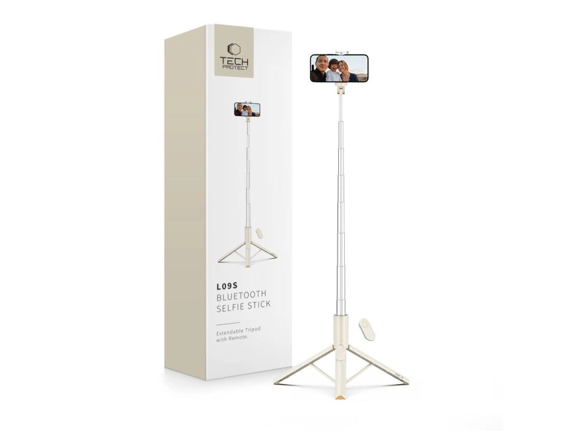 Palo selfie Tech-Protect L09S con tr�pode - beige