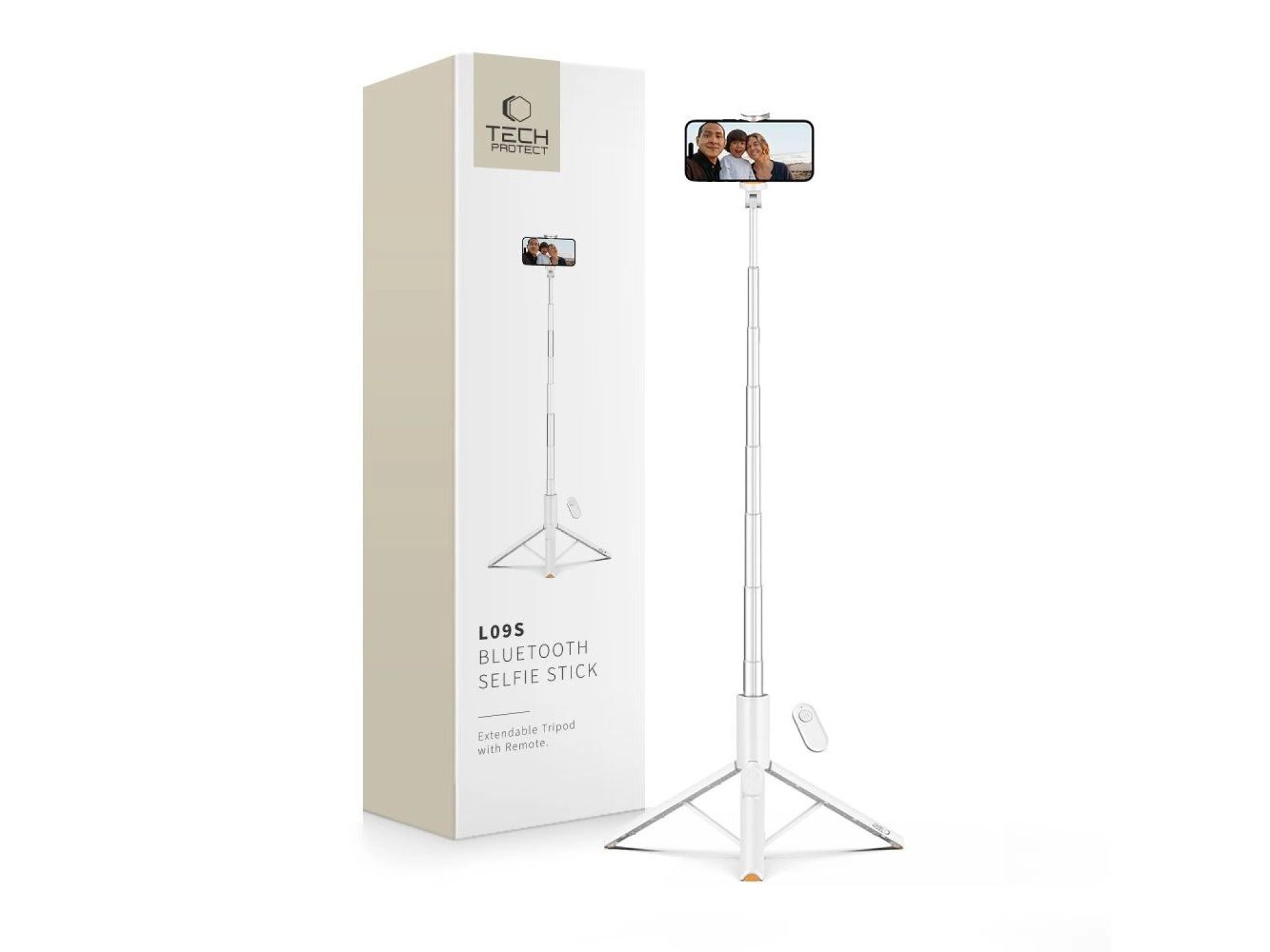 Palo selfie Tech-Protect L09S con trípode - Blanco