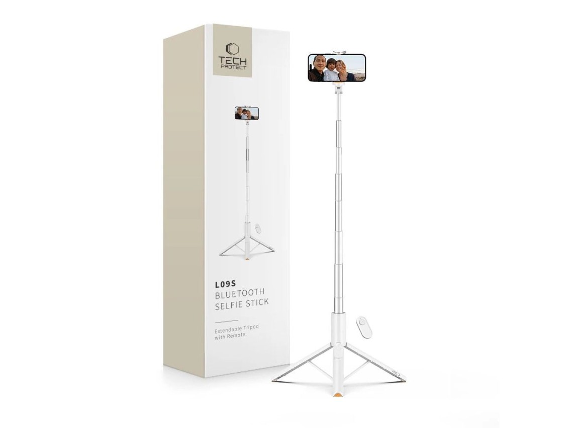 Palo selfie Tech-Protect L09S con trípode - Blanco