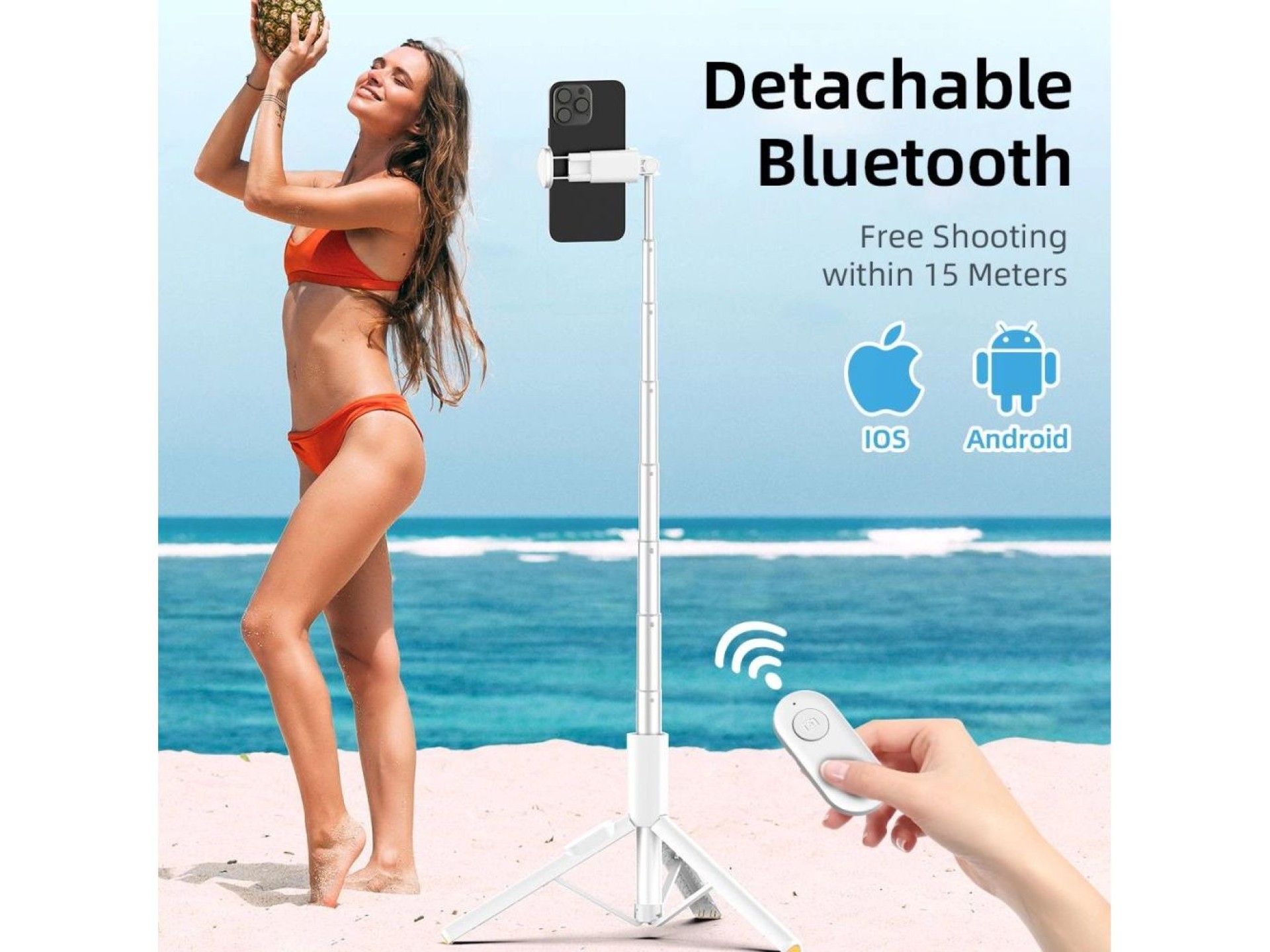 Palo selfie Tech-Protect L09S con trípode - Blanco