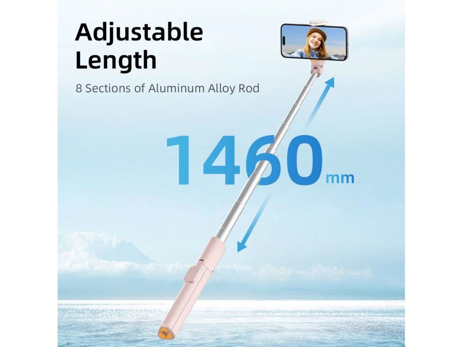 Palo selfie Tech-Protect L09S con trípode - Rosa