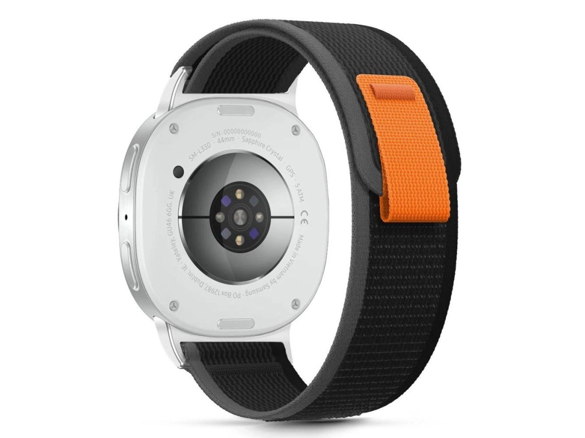 Tech-Protect Nylon Stripe Strap for Samsung Galaxy Watch 40/44/46 mm - Black and Orange