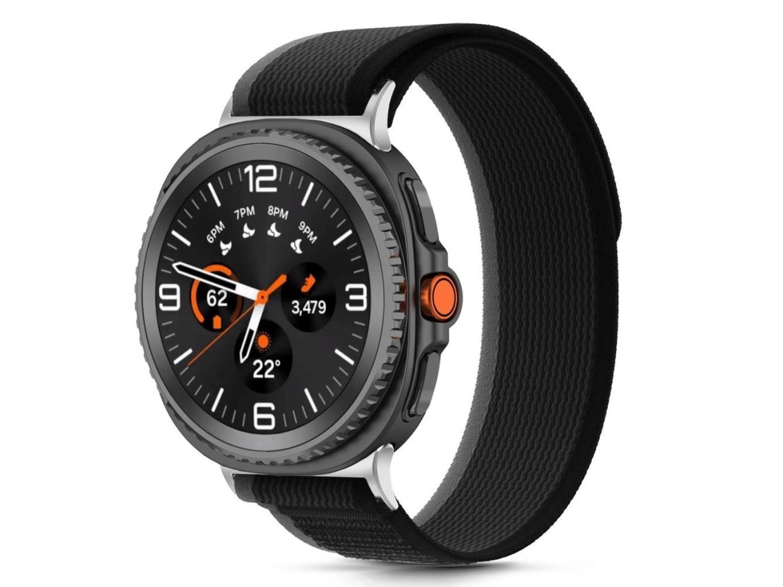 Pulseira de Nylon Listrada Tech-Protect para Samsung Galaxy Watch 40/44/46 mm - Preta e Laranja