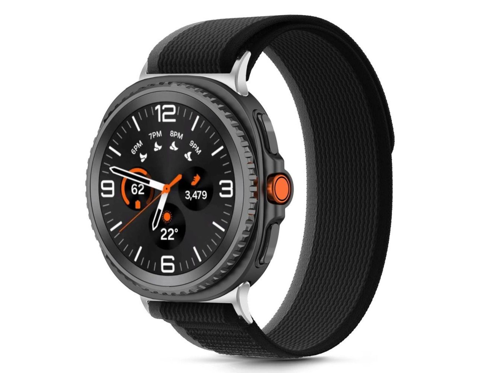 Tech-Protect Nylon Stripe Strap for Samsung Galaxy Watch 40/44/46 mm - Black and Orange