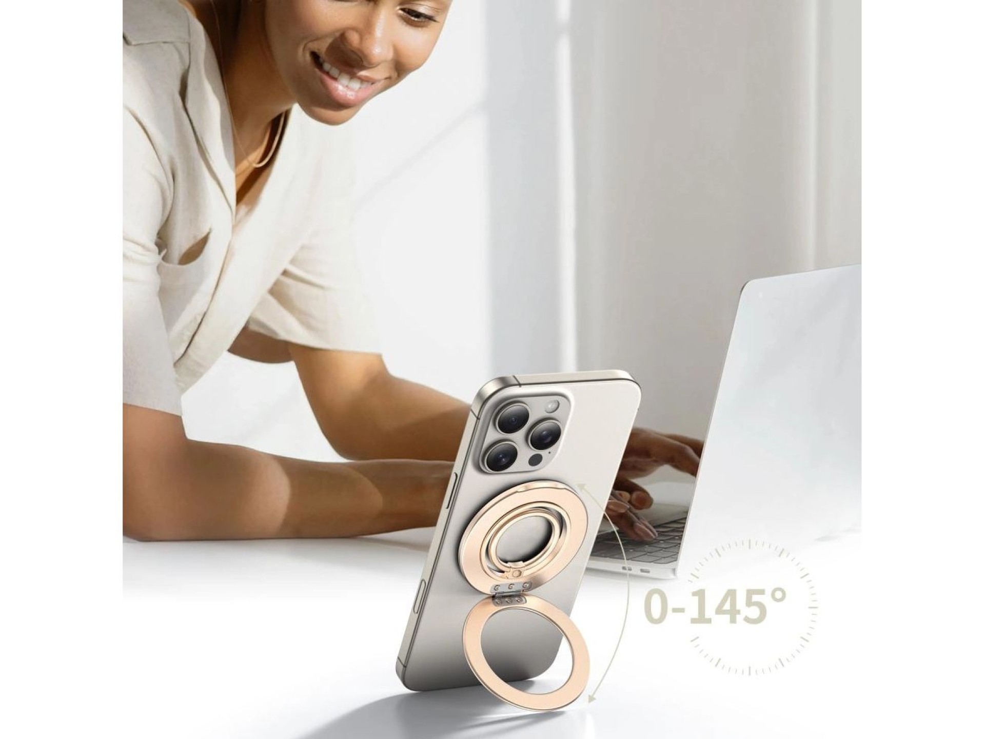 Soporte de anillo para teléfono Magsafe Tech-Protect MMR600 - Dorado