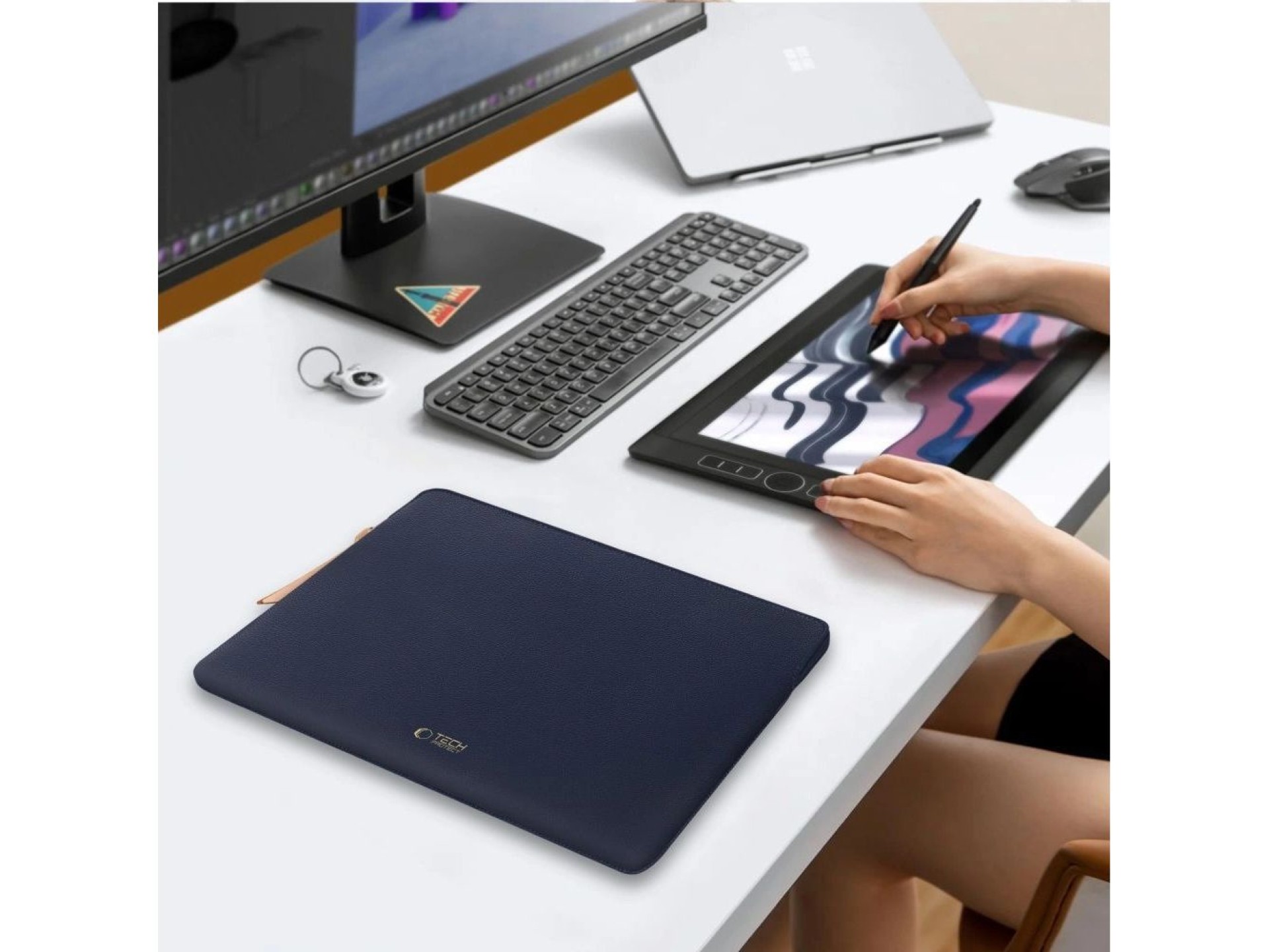 Bolsa para laptop Tech-Protect Fleece 13-14" - Azul