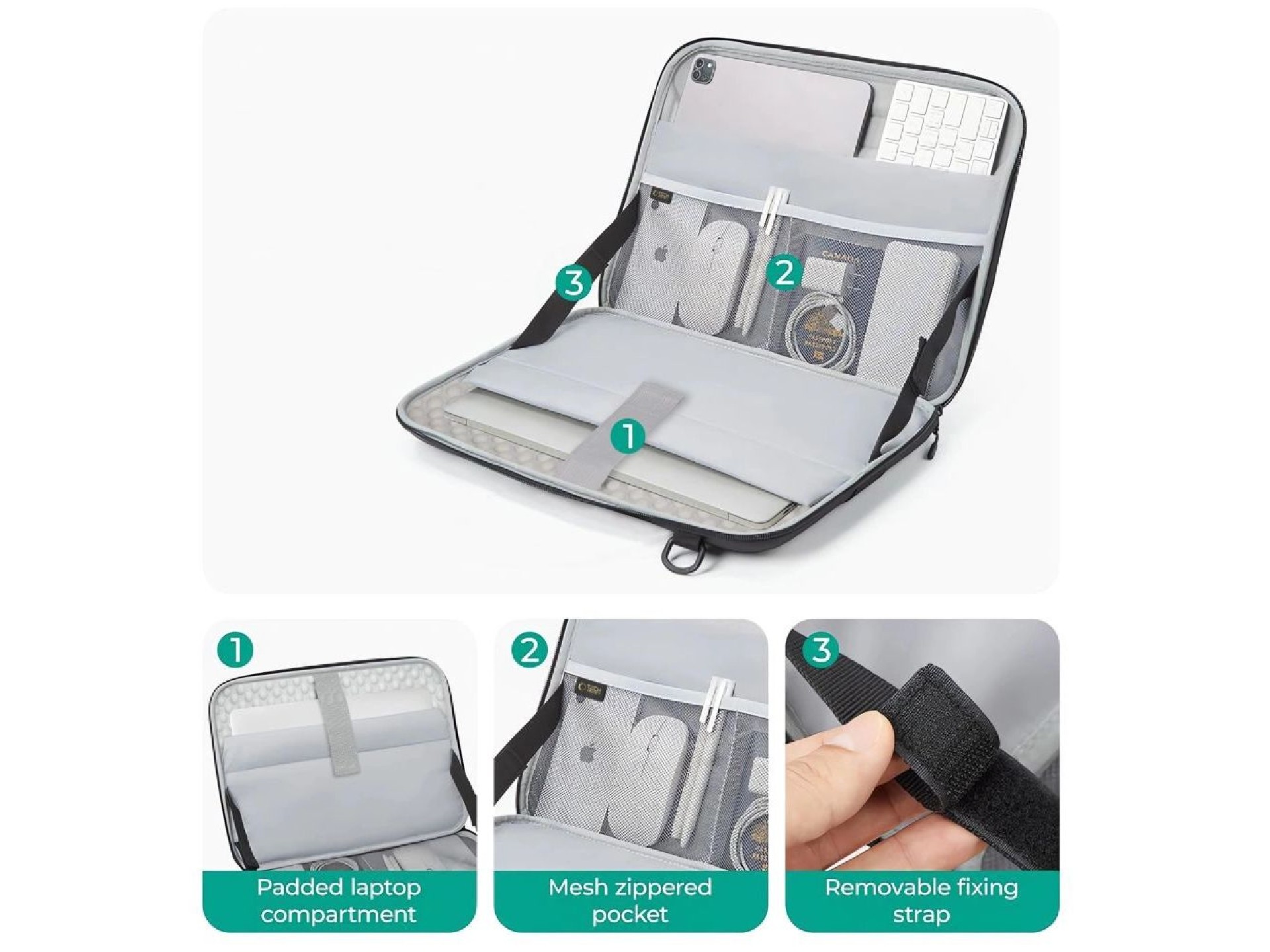 Capa tática para laptop Tech-Protect Ranger-X de 13-14" - Preta