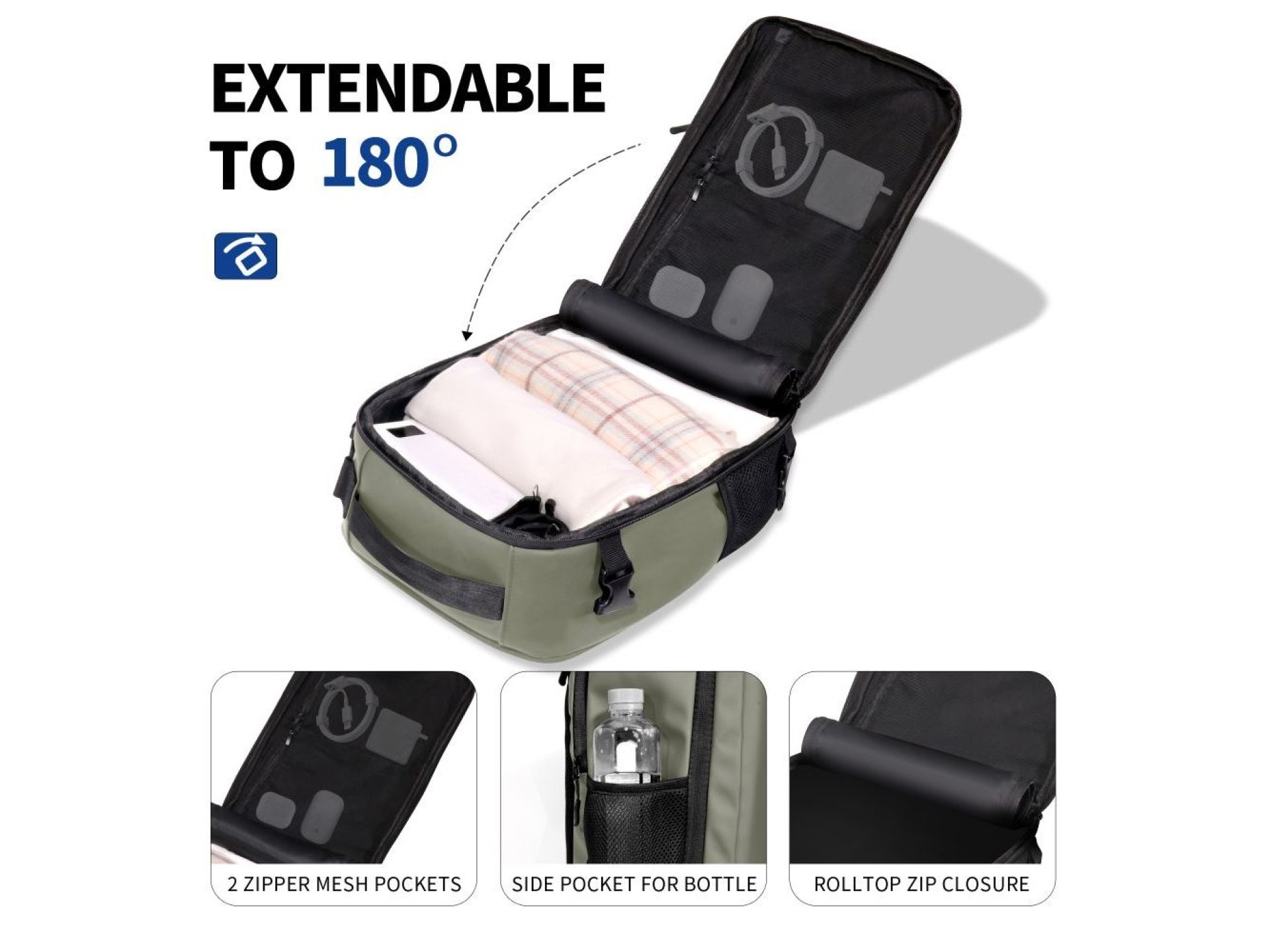 Mochila Tech-Protect Defender S50 para Ryanair y Wizzar, portátil de 20 L - Oliva