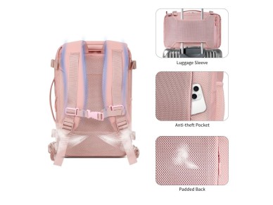 Mochila Tech-Protect Defender S50 para Ryanair y Wizzar, port�til de 20 L - Rosa
