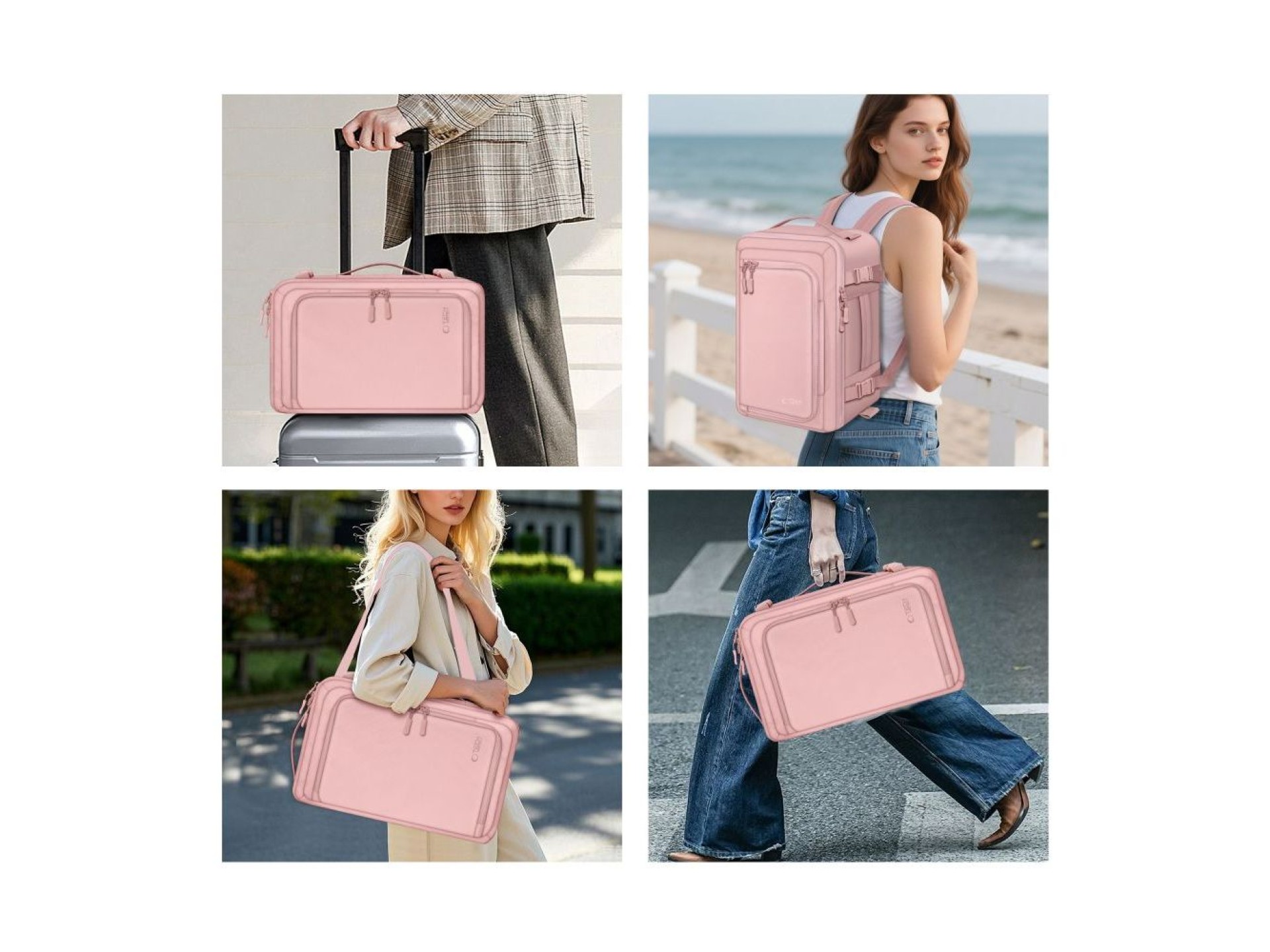 Mochila Tech-Protect Defender S50 para Ryanair e Wizzar, para laptop de 20L - Rosa