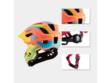 Rockbros TT-32SOYB-S children's bicycle helmet with detachable chinbar, size S - yellow-orange Rockbros TT-32SOYB-S children's bicycle helmet with detachable chinbar, size S - yellow-orange