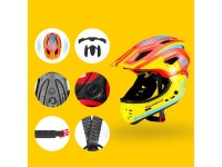 Casco de bicicleta infantil Rockbros TT-32SOYB-S con mentonera desmontable, talla S - amarillo-naran Casco de bicicleta infantil Rockbros TT-32SOYB-S con mentonera desmontable, talla S - amarillo-naran